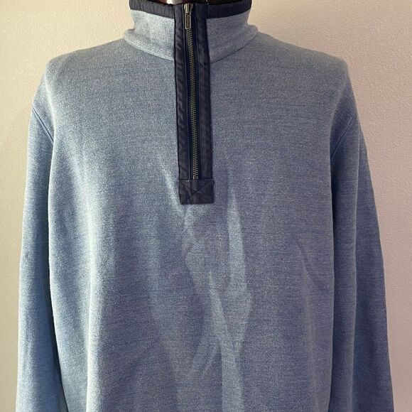 LL Bean 1/4 Zip Heavy Cotton Pullover Sweater Mens Size Extra Large Blue - Picture 2 of 6